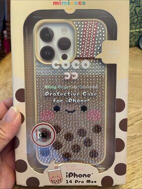Mimi Coco Bling Crystal iPhone Case with Clear, Pink, Brown Accents